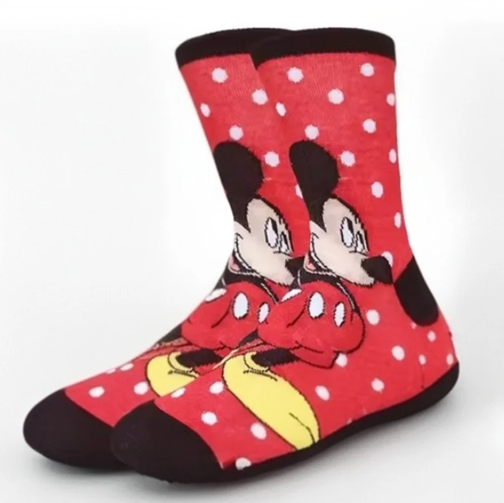 🍒🍒 Red White Polka Dot Mickey Mouse Crew Socks